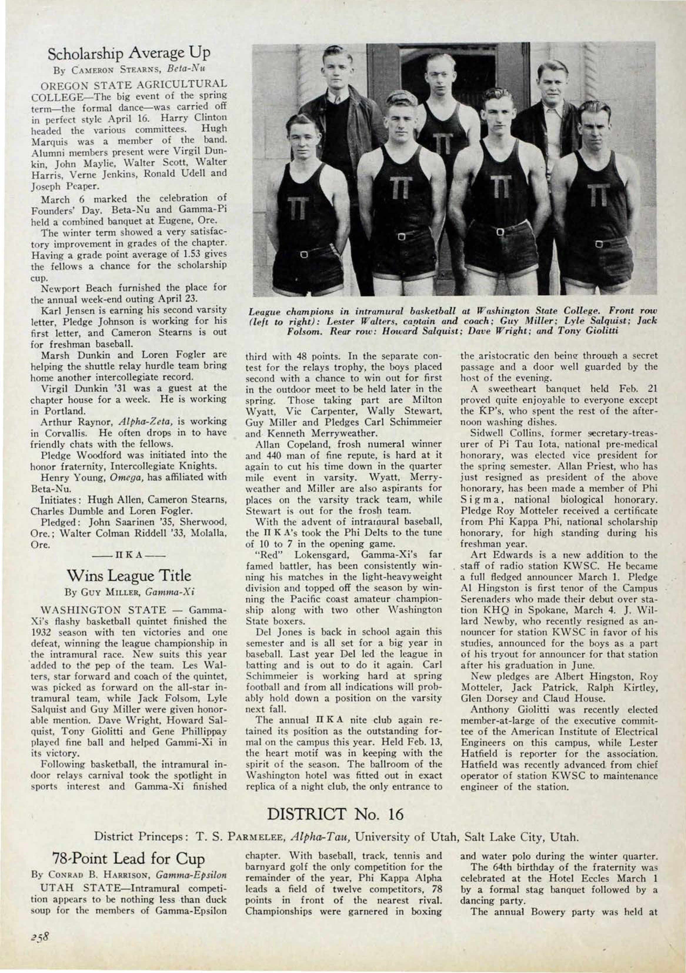 News From The Chapters: District No. 16, June 1932
